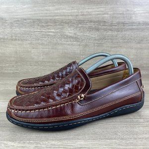 Johnston & Murphy Men’s Size 8 M Brown Shoes Flex Sole Woven Sheepskin Loafers